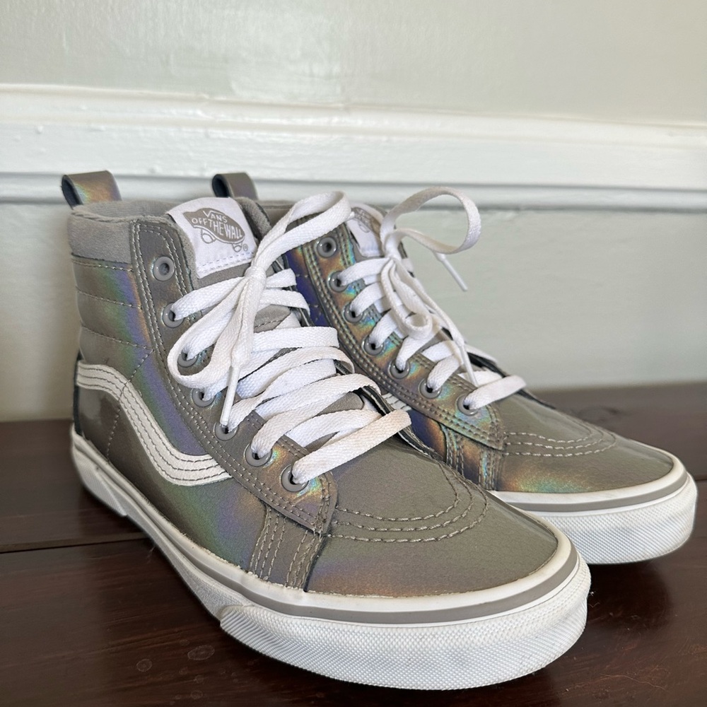 Vans Youth Silver Holographic High-Top Sneakers